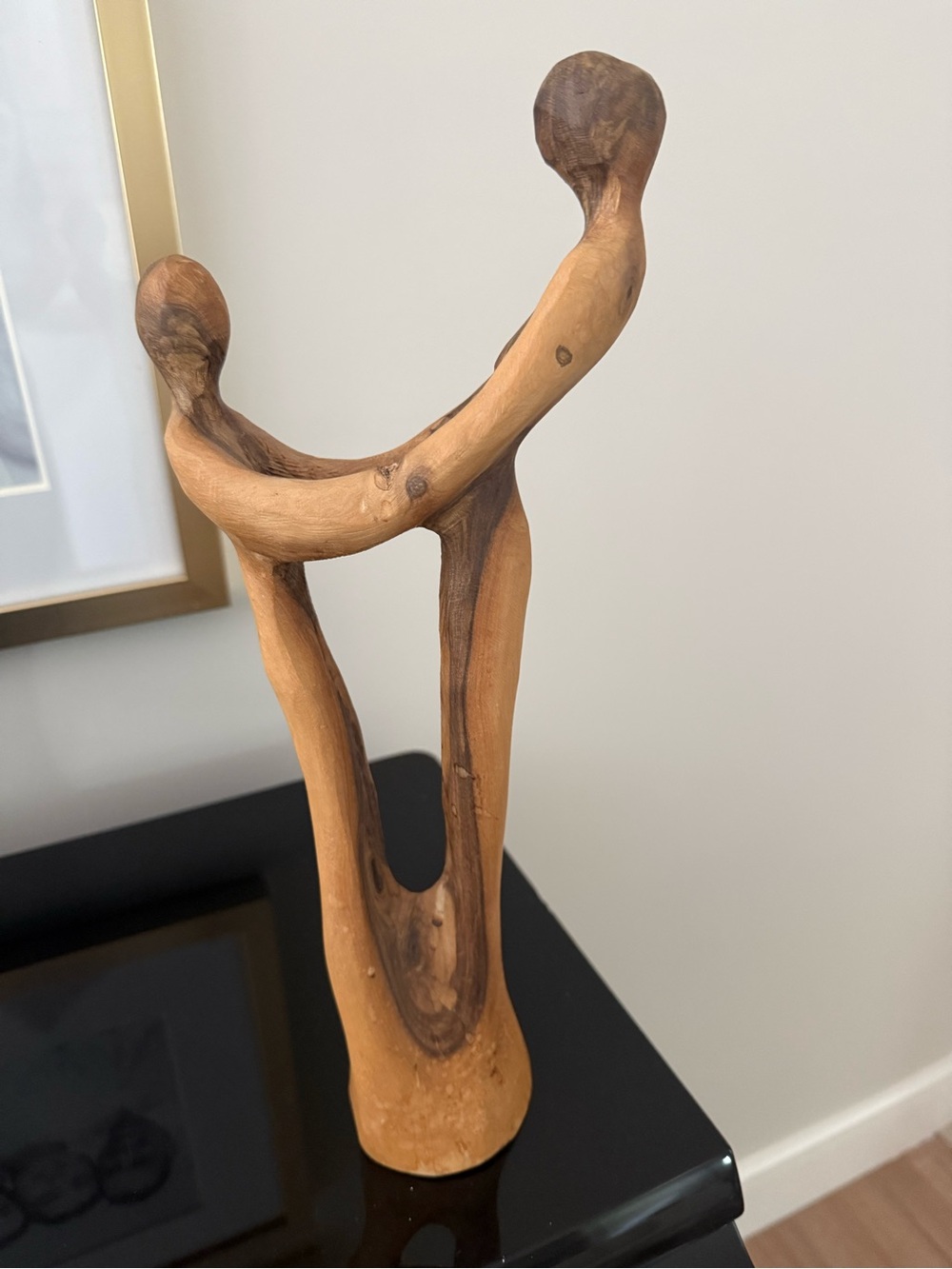 Modern Brown Wood Sculpture - Home Art Accent - Picture 2 of 4